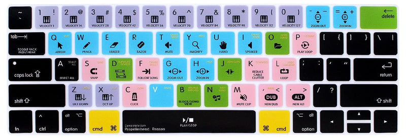HRH Propellerhead Reason Shortcuts Hotkey Silicone Keyboard Cover Skin for MacBook New Pro with Touch Bar 13 Inch and 15 Inch(A2159/A1989/A1706,A1990/A1707) 2019 2018 2016 2017 Release US Version