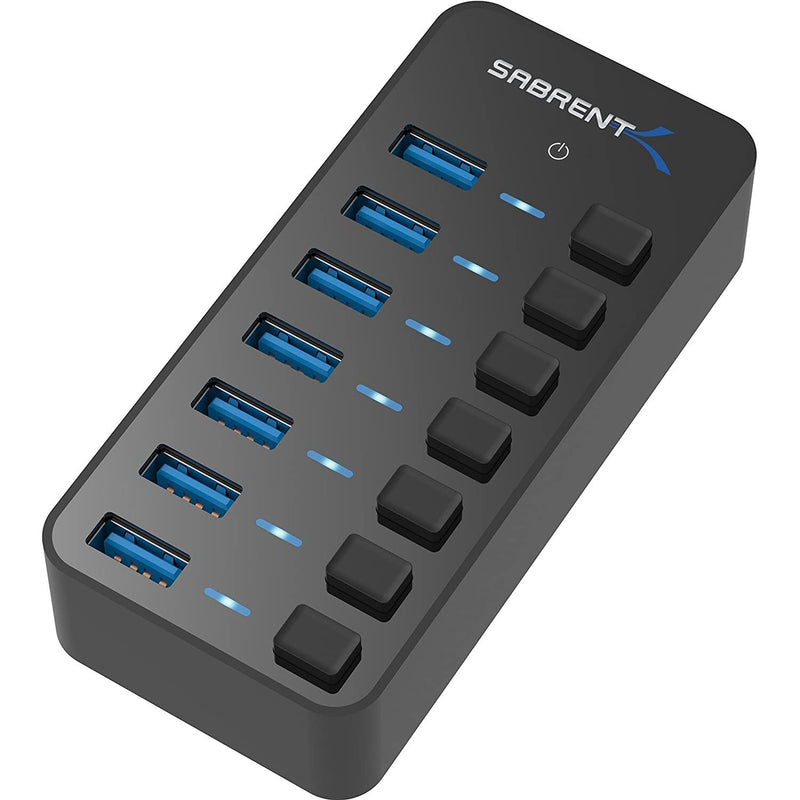SABRENT 36W 7-Port USB 3.0 Hub with Individual Power Switches and LEDs Includes 36W 12V/3A Power Adapter (HB-BUP7)