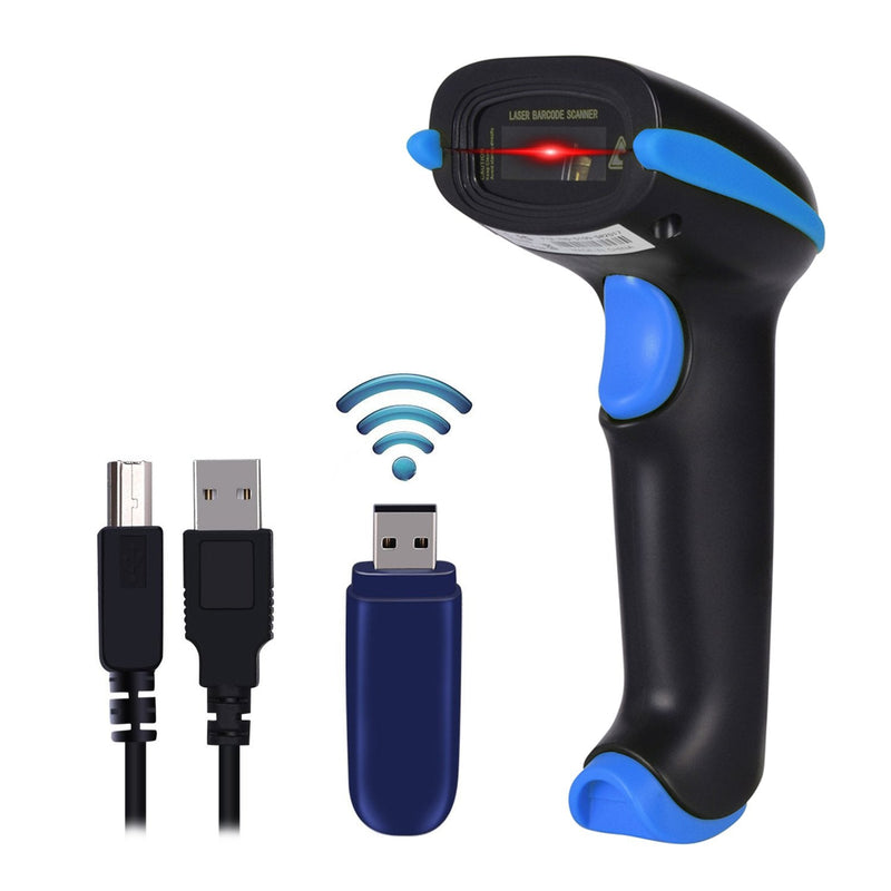 [AUSTRALIA] - WoneNice 2.4G Wireless Barcode Scanner – 1D Handheld Cordless Barcode Reader for Retail, Warehouse, Inventory – 100ft Range, Plug & Play – Compatible with Windows, Linux, POS (Blue) Blue 