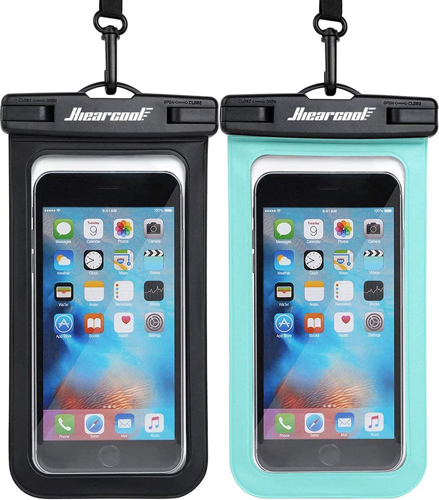 Hiearcool Waterproof Phone Pouch, Waterproof Phone Case for iPhone 15 14 13 12 Pro Max, IPX8 Cellphone Dry Bag Beach Cruise Ship Essentials 2Pack-8.3" Black & Green
