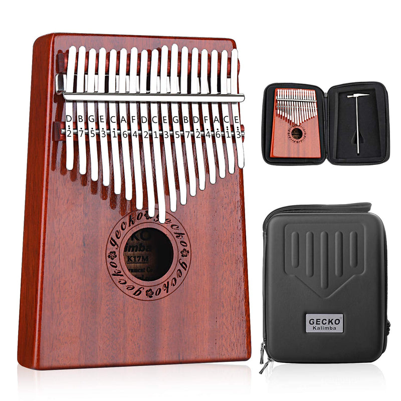 GECKO Kalimba 17 Keys Thumb Piano with Waterproof Protective Box, Tune Hammer and Study Instruction, Portable Mbira Sanza Finger Piano, Meditation Sound, Gift for Beginners and Professional