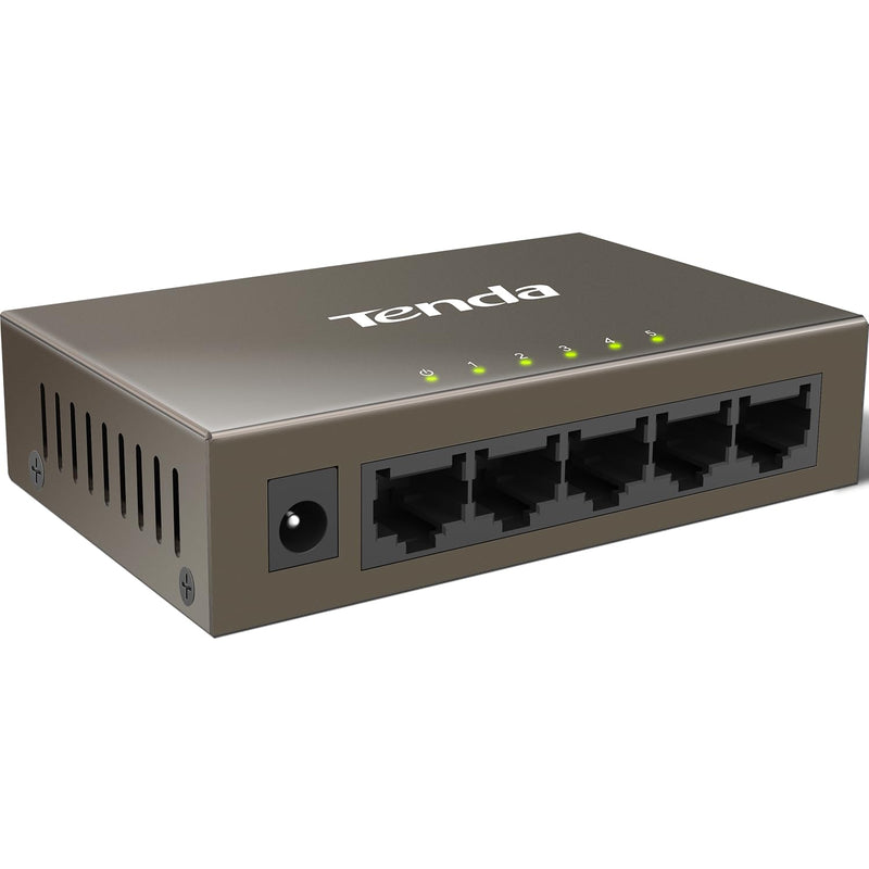 Tenda 5 Port Fast Ethernet Switch | Ethernet Splitter | 5 x 10/100Mbps Ports | Unmanaged Network Switch | Plug & Play | Desktop/Wall-Mount | Fanless Quiet Network Hub | Sturdy Metal Case | Mini Size 1 Count (Pack of 1)