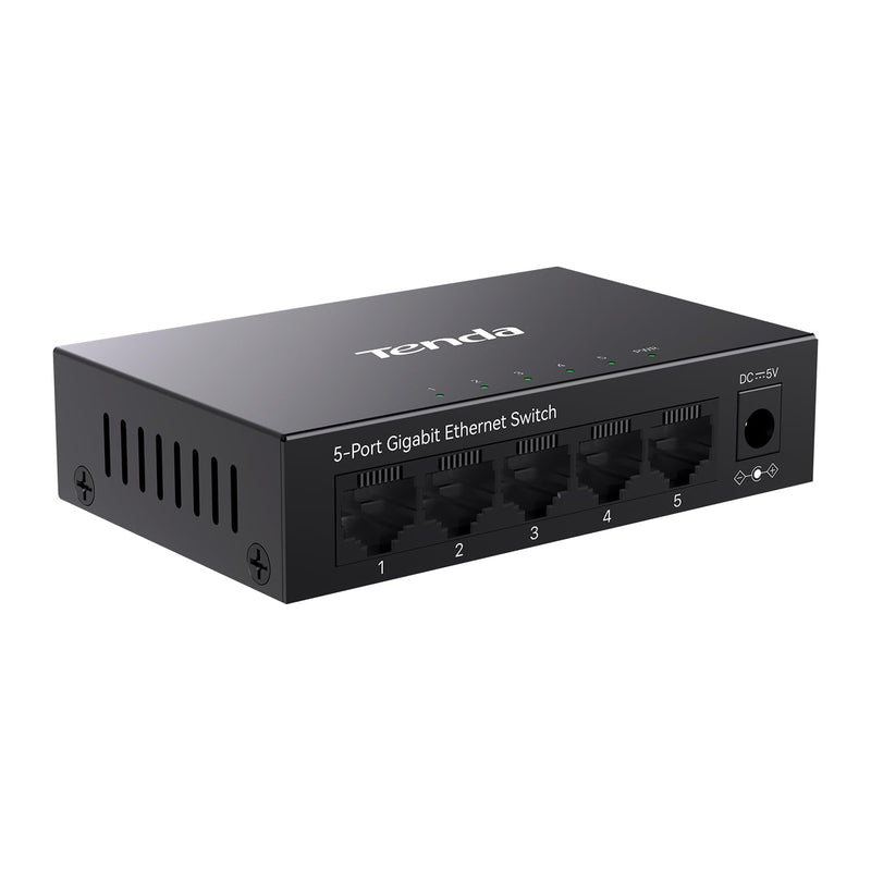Tenda 5 Port Gigabit Switch, Unmanaged Desktop Network Switch, Ethernet Splitter with Traffic Optimization, Plug & Play, Fanless Silent, Metal Csase, Network Hub for Router, NAS, PC ( TEG1005D) Charcoal