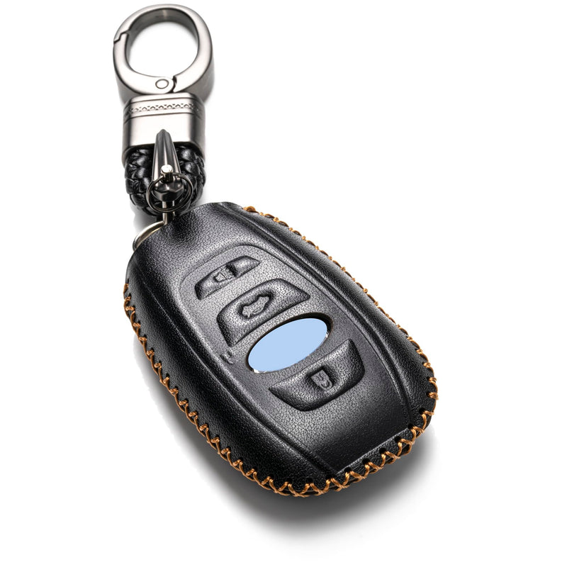 Vitodeco Leather Smart Key Fob Case Cover Compatible with Subaru Forester, Impreza, Outback, WRX, BRZ, XV Crosstrek, Ascent, Solterra 2014 - 2024 (4-Button, Black) 4-Button