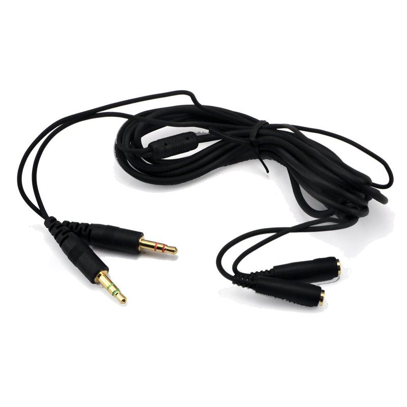 Ougual 2 Plugs 2 Jacks Microphone Audio Extension Cord 3.5mm Cable for Computer Gaming Headphone Headset (4.9 Foot,150cm, Black) 4.9 Foot (150cm)