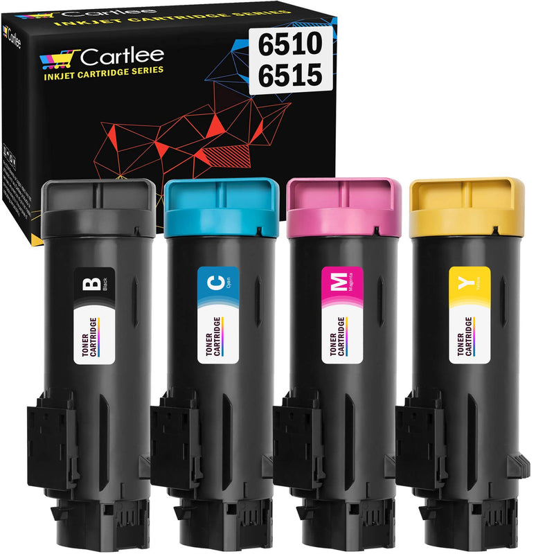 Cartlee Set of 4 Compatible High Yield Laser Toner Cartridges for Xerox Phaser 6510 6510/dni 6510/dn 6510/n Workcentre 6515 6515/dni 6515/dn 6515/n Printer (1 Black, 1 Cyan, 1 Magenta, 1 Yellow)
