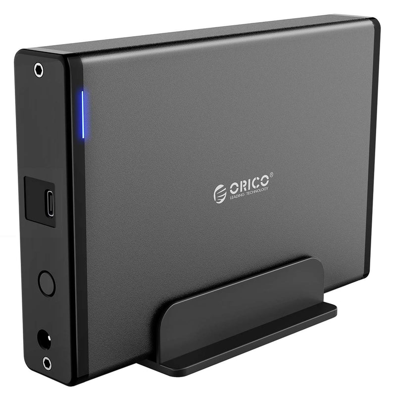 ORICO 3.5 Inch Hard Drive Enclosure with Removable Case, External USB 3.1 Gen 1 to SATA 3.0 Adapter for SATA 3.5 Inch HDD with 12 V 2A Power Supply (20 TB Max, Blue Display) ORICO 7688 USB-C