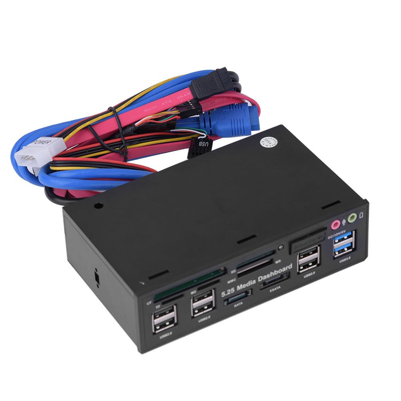 fosa Internal Card Reader, 5.25inch Media Dashboard Front Panel Audio, USB3.0/2.0 HUB eSATA SATA Multi-in-1 Card Reader(M2 / TF/SD/MMC/MS/CF)