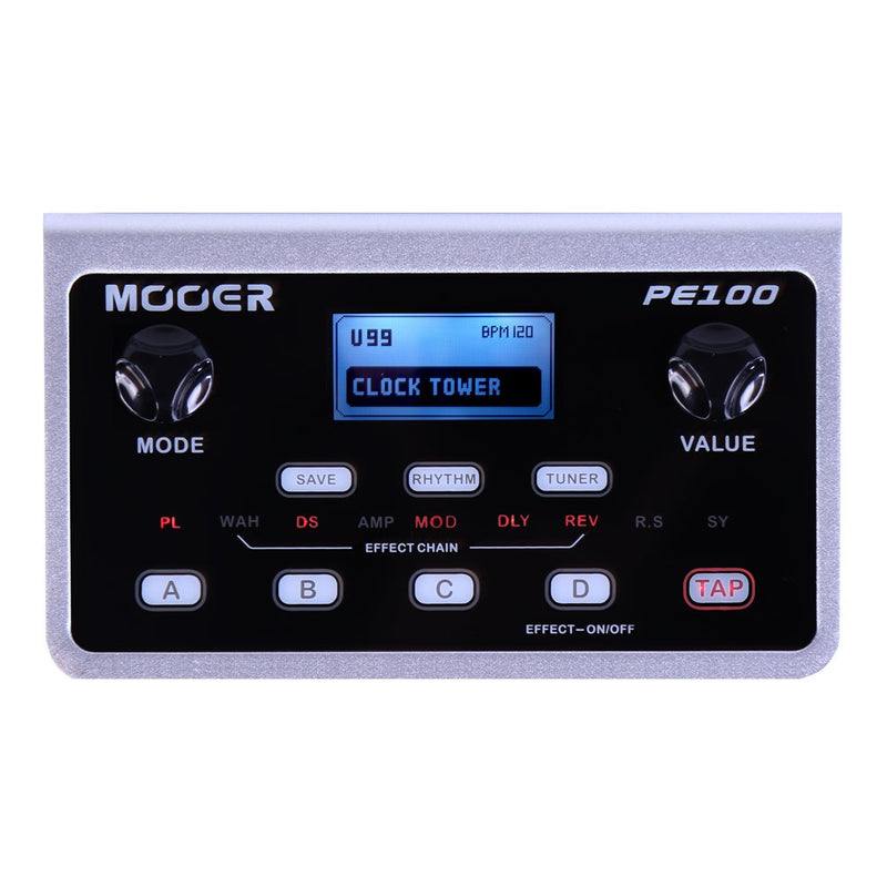 MOOER PE100 Portable Depstop Guitar Multi Effects Headphone Amp Pedal Practice Tool with Drum Machine, TAP Tempo