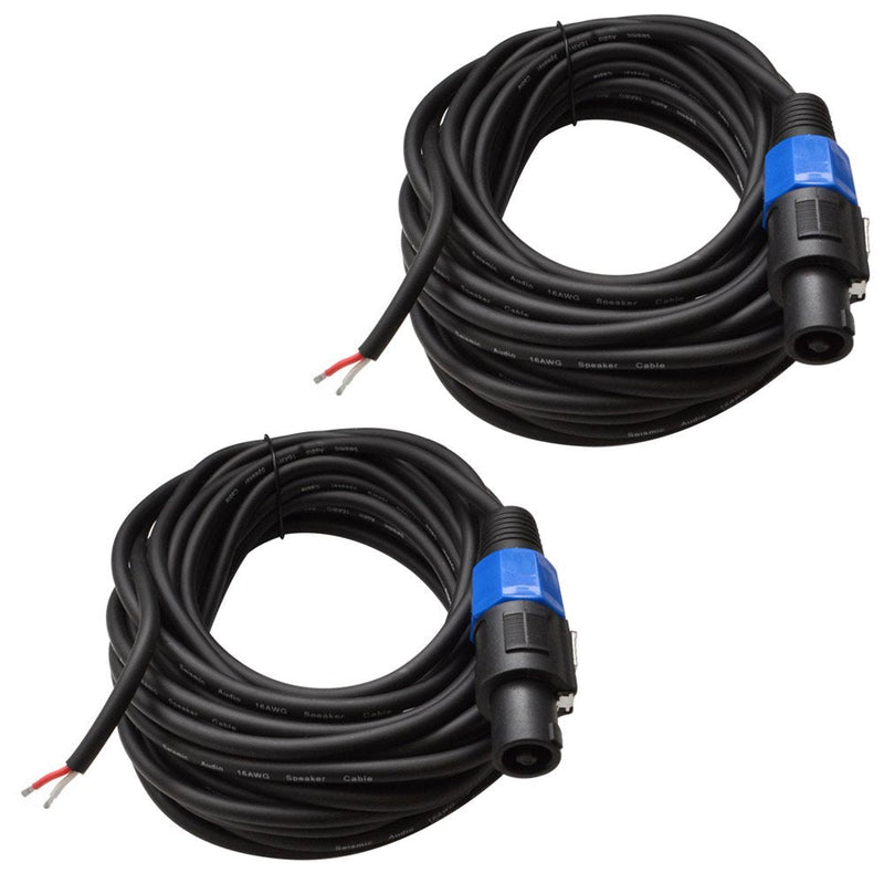 Seismic Audio - SPRW35 (2 Pack)- 35 Foot Raw Wire to Speakon Speaker Cable - 16 Guage - PA/DJ/Home Audio