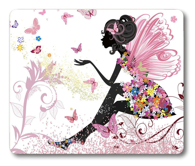 Smooffly Butterfly Girl Mouse Pad,Pink Butterfly Beautiful Girl Non-Slip Rubber Mouse pad Gaming Mouse Pad SM-11