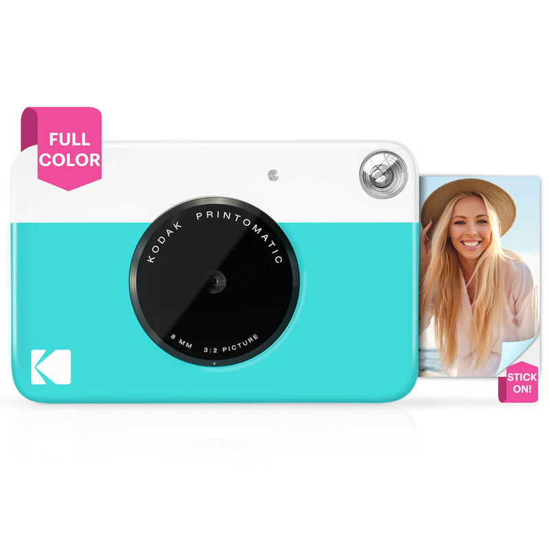 KODAK Printomatic Full-Color Instant Print Digital Camera - High-Quality Photos On Zink 2x3" Sticky-Back Photo Paper - 5MP, Portable, Creative Fun Gift for Birthday, Christmas, Holiday - Blue