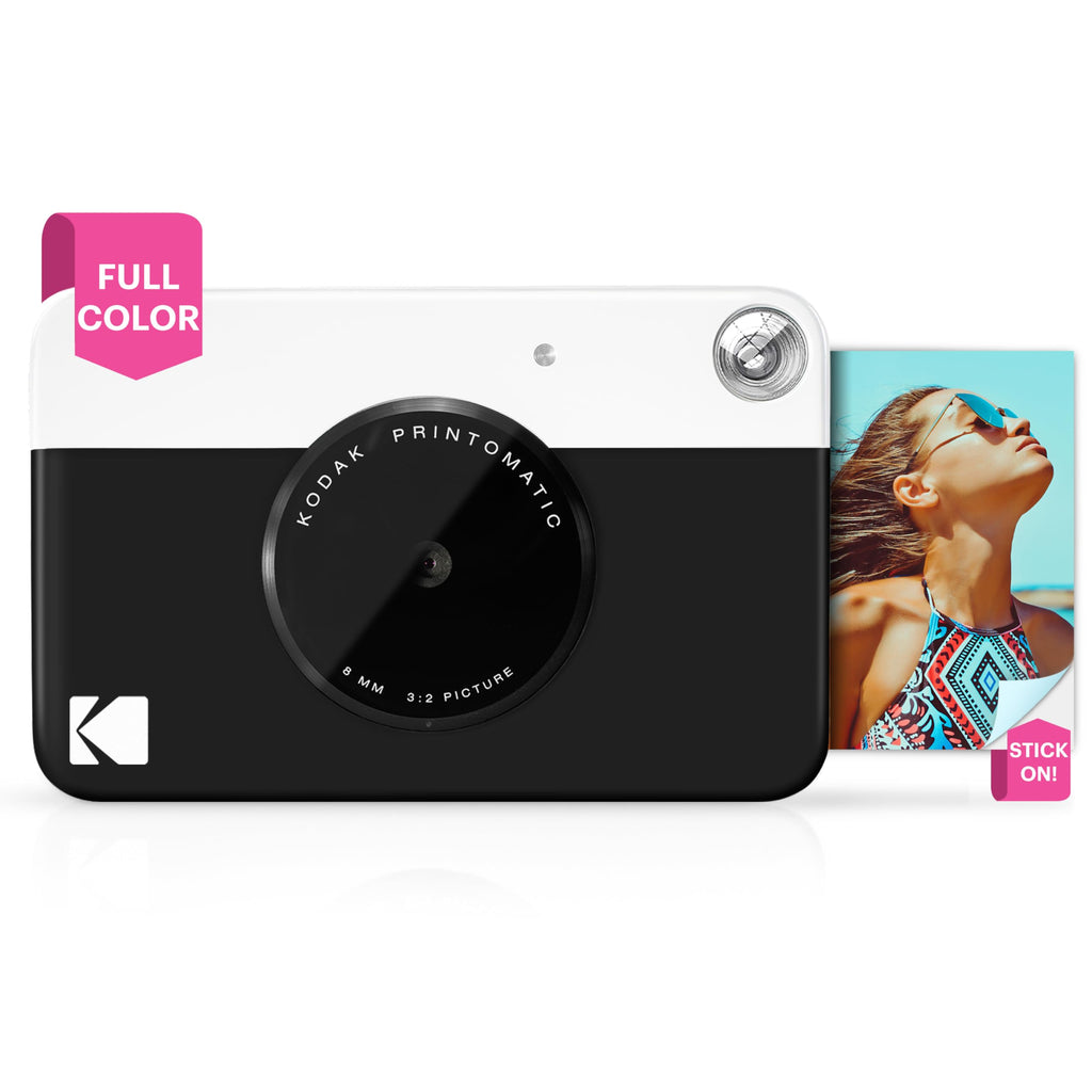 KODAK Printomatic Full-Color Instant Print Digital Camera - High-Quality Photos On Zink 2x3" Sticky-Back Photo Paper - 5MP, Portable, Creative Fun Gift for Birthday, Christmas, Holiday - Black