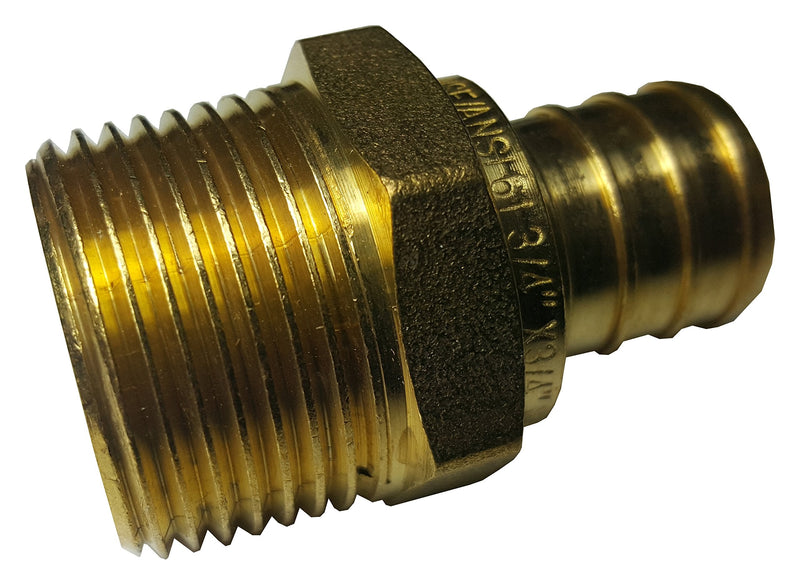 5 PIECES XFITTING 3/4" PEX X 3/4" MALE NPT THREADED ADAPTER-BRASS CRIMP FITTING - BRASS, FULL PORT 0.75 Inch