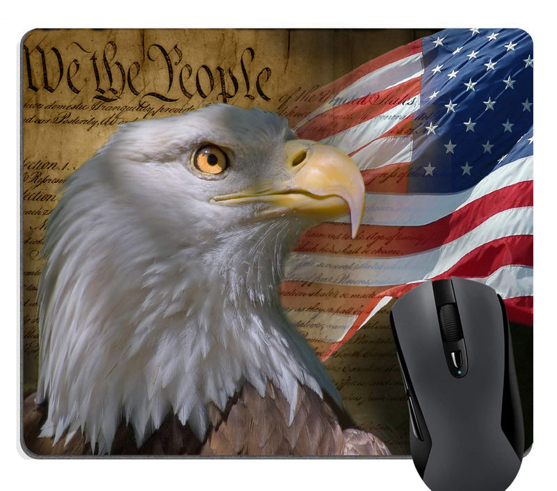 Wknoon Gaming Mouse Pad Custom, Vintage USA Flag American Patriotic Eagle Quotes