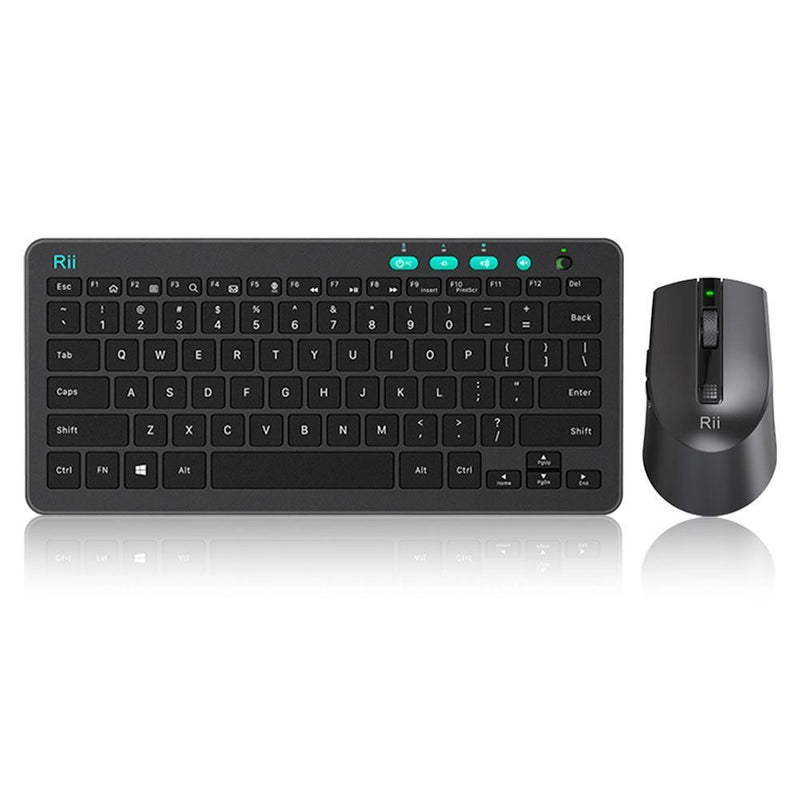 Rii RKM709 2.4 Gigahertz Ultra-Slim Wireless Keyboard and Mouse Combo, Multimedia Office Keyboard for PC, Laptop and Desktop,Business Office(Black) Black
