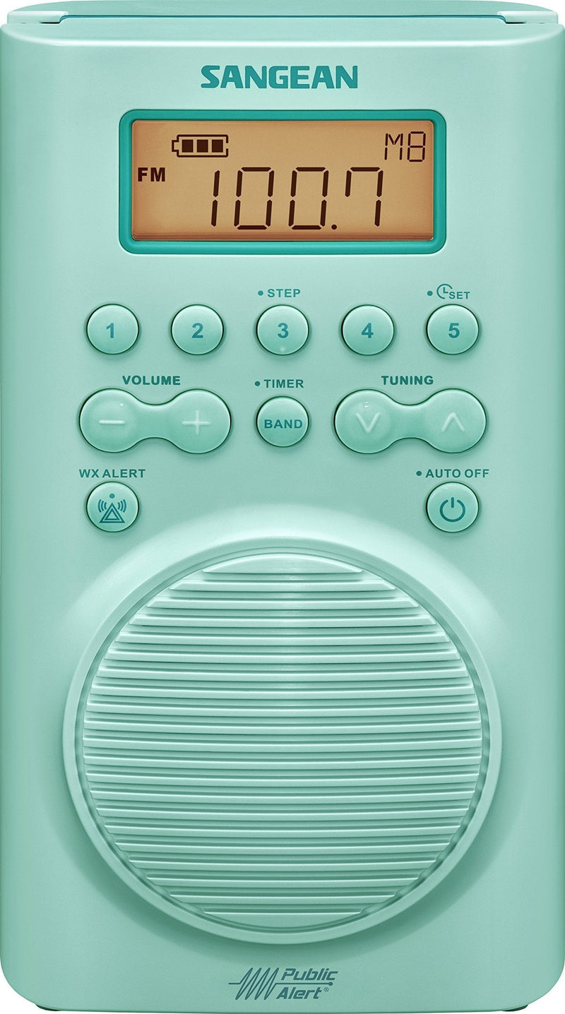 Sangean H205TQ AM/FM Weather Alert Waterproof Shower Radio Turquoise Single