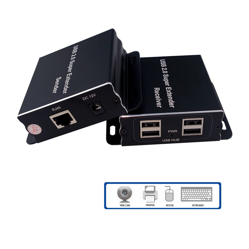E-SDS USB Extender Over Cat5E/6 up to 196ft, USB2.0 Over Cat6 Cat5E Extender with 4 USB 2.0 Ports, Plug and Play, No Driver Needed Support All Operating System, Two Web Cameras Work Synchronously USB Extender 4 Ports