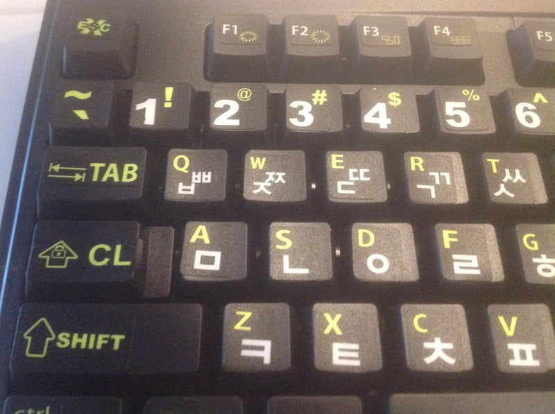 Korean Keyboard Stickers with Bold Bright Inlays. Large Symbols Will Not Wear, Smudge or Fade. Korean Conversion for All Laptop and Desktop Keyboards Also Free USB LED Light (White).