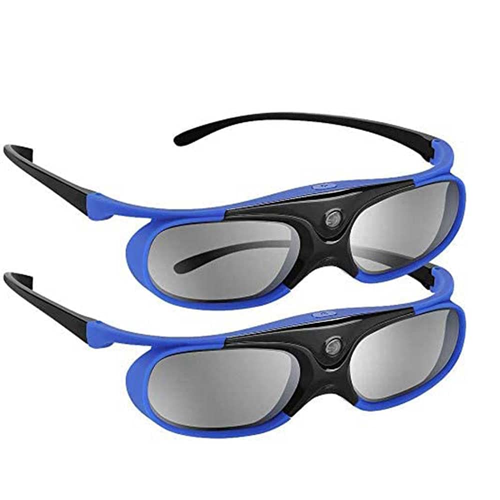 DLP 3D Glasses, 144Hz Rechargeable 3D Active Shutter Glasses for All DLP-Link 3D Projectors, Can't Used for TVs, Compatible with BenQ, Optoma, Dell, Acer, Viewsonic DLP Projector (Blue - 2Pack) Blue - 2Pack