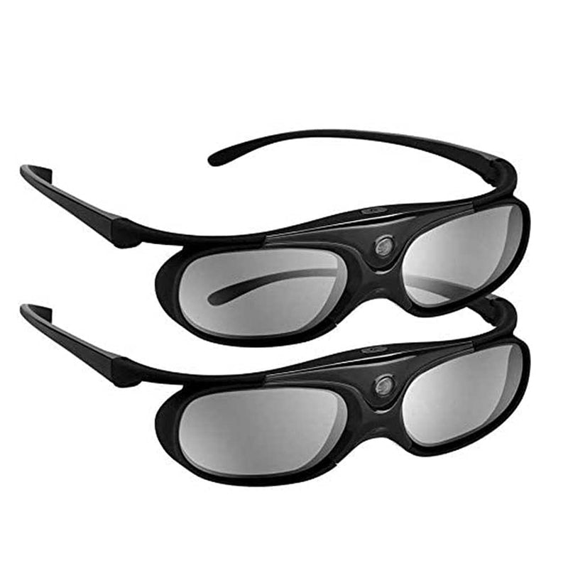 DLP 3D Glasses, 144Hz Rechargeable 3D Active Shutter Glasses for All DLP-Link 3D Projectors, Can't Used for TVs, Compatible with BenQ, Optoma, Dell, Acer, Viewsonic DLP Projector (Black - 2Pack) Black - 2Pack