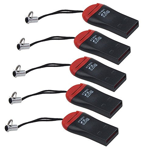 VizGiz 5 Pack High Speed Micro SD Card Adapter TF Memory Card Reader Writer USB 2.0 MicroSDHC MicroSD Transflash SDHC Flash Disk for Android Phone Camera Tablet PC Laptop