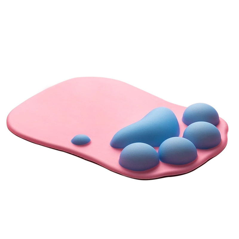 Soft Silicone Cat Paw Mouse Pad with Wrist Rest Support Funny Cartoon Wrist Cushion Comfort Protected Computer Mouse Mat Desk Decor for Easy Typing & Pain Relief (10.7x7.9x0.9'') (Pink) Pink