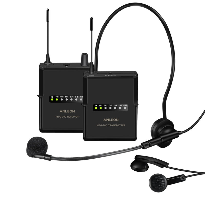 ANLEON MTG-200 Wireless Tour Guide & Language Interpretation System 915Mhz (1 Transmitter 1 Receiver) 1 Transmitter 1 Receiver