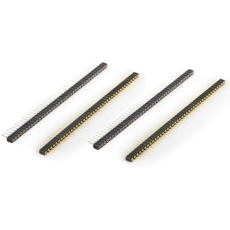 DIYhz Male and Female Pin Header (2pair) Gold Plated (ROHS) Single Row Round Pin 1 * 40 40P Straight Needle Male PCB Pin Header 2.00 mm Male Pin Header Connector Gold Used in Computer and Breadboard