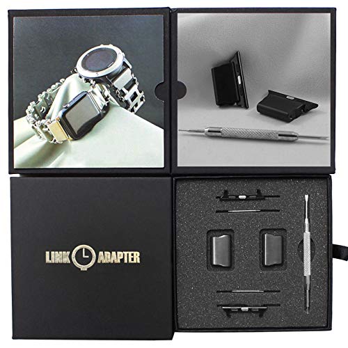 Link- watch adapter compatible with LEATHERMAN TREAD LT - Black (compatible with Apple watch 44mm/ 42mm, Black, TREAD LT)