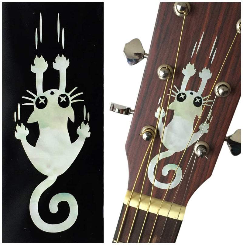 Jamow B-300RC-WT Ripping Slipping Cat - Inlay Sticker for Cats, Guitars and Bass Musical Instruments (WT) White