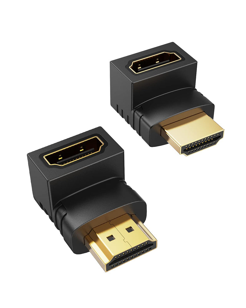 HDMI Adapter Male to Female, CableCreation 2 Pack 90 and 270 Degree Upward Angle Converter, HDMI L Shape Flat Extender for Wall TV, Roku, PS5, Fire Stick, Chromecast, Switch, Laptop,Xbox, PC Right Angle-2Pack