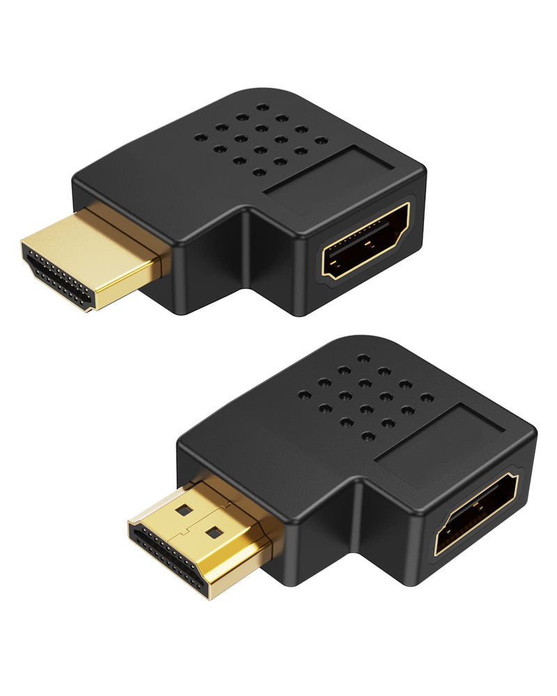HDMI Adapter Male to Female, CableCreation 2 Pack 90 and 270 Degree Right Angle Converter, HDMI L Shape Flat Extender for Wall TV, Roku, PS5, Fire Stick, Chromecast, Switch, Laptop,Xbox, PC Upward Angle-2Pack