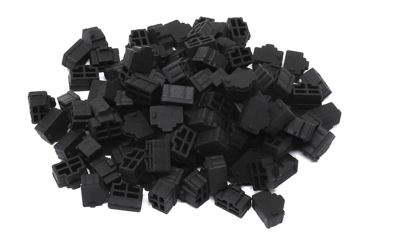 iexcell 125 Pcs Black Silicone Ethernet Hub Port RJ45 Anti-Dust Cover Cap Protector Plugs Stoppers for RJ45 Female Port Devices