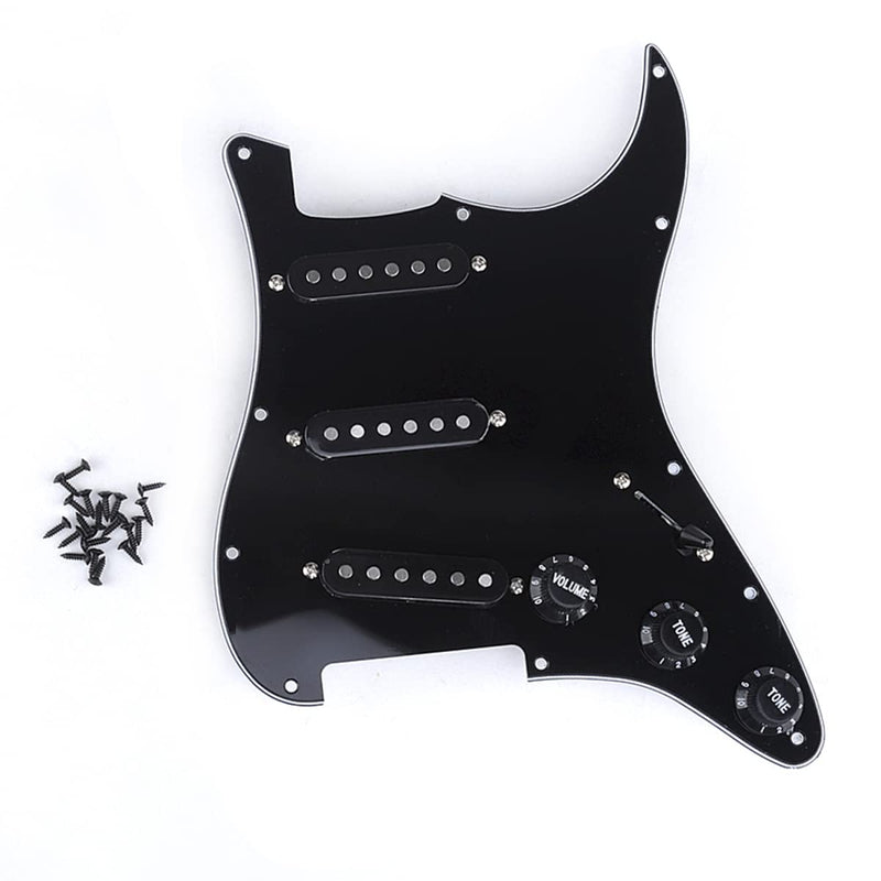 [AUSTRALIA] - Musiclily 11 Hole SSS Prewired Loaded Pickguard with Alnico 5 Single Coil Pickups Set for Strat ST Style Electric Guitar, 3Ply Black 