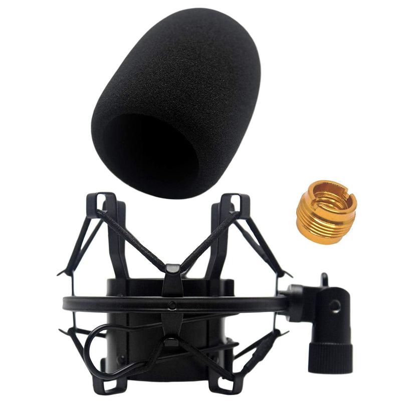 [AUSTRALIA] - AT2020 Foam Windscreen with Shock Mount by Vocalbeat - Mount Made from Quality Materials to Eliminate Vibrations - Acoustic Foam Act as a Pop Filter for your Mic - Black Bundle 