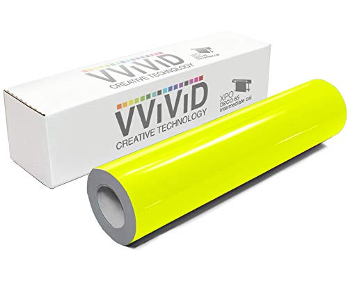VViViD DECO65 Neon Fluorescent Permanent Adhesive Craft 1 Foot x 5 Feet Vinyl Roll (1ft x 5ft, Neon Fluorescent Yellow) 1ft x 5ft