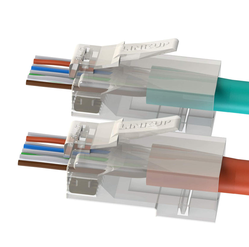 LINKUP Cat6 RJ45 Pass-Through Plugs | 105-Pack, Gold | shielded modular termination, tool-free, gold-plated, for solid and stranded Ethernet cable EZ Through Plugs - 105 pcs