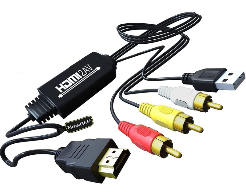 NewBEP HDMI to RCA Cable, HDMI Male to 3RCA/AV Converter Adapter HDMI Signal to Analog AV CVBS for Fire TV. Roku,DVD,HDTV,PC,Laptop,Xbox,PS4