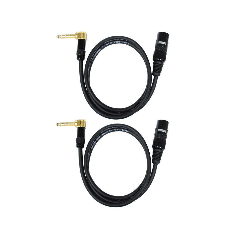 Audio2000's C14006BP2 6Ft 1/4" TRS Right Angle to XLR Male Cable (2 Pack)