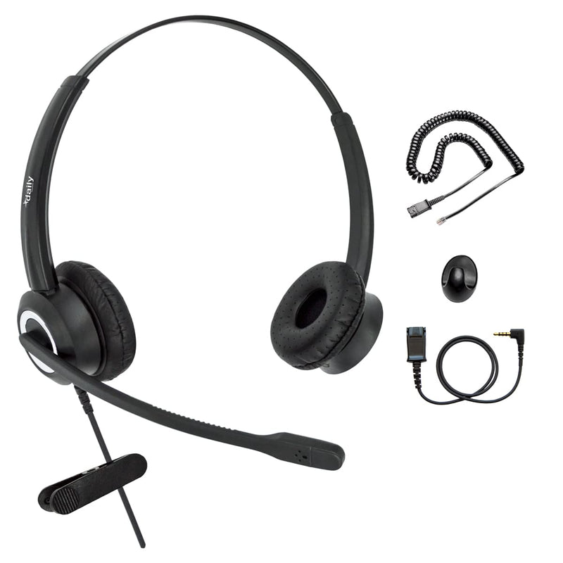 Compatible with Grandstream Yealink Snom RJ9 Phone Headset Noise Cancelling Headphones HD Voice Plus 3.5mm Adapter (Binaural) Binaural headset