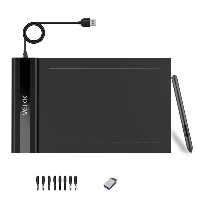 VEIKK S640 Graphics Drawing Tablet,6x4 Incht Portable OSU Tablets | With 8192 Levels Battery-free Stylus Pen, For Drawing,Online class/E-learning/Signature Pad 6 x 4 Inch