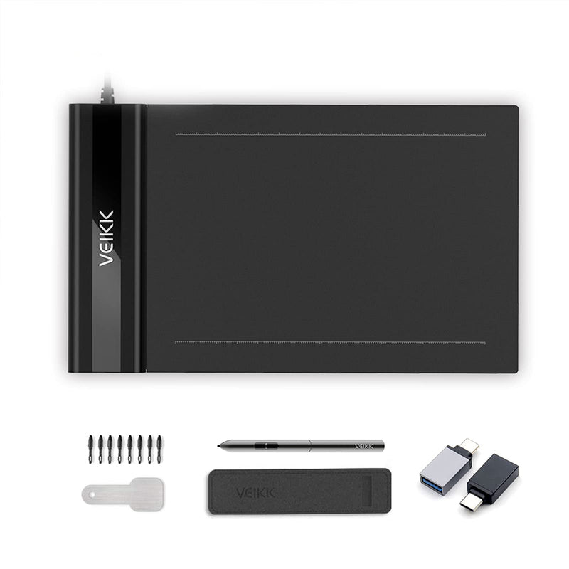 VEIKK S640 Graphics Drawing Tablet 6x4 Inch Ultra-thin Portable OSU Tablet with 8192 Levels Battery-free pen (For Drawing, Online class/E-learning and Web-conference)