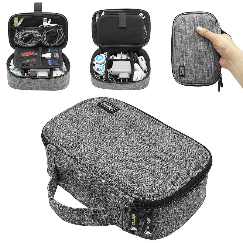 sisma Travel Cords Organizer Universal Small Electronic Accessories Carrying Bag for Cables Adapter USB Sticks Leads Memory Cards, Grey 1680D-Fabrics SCB17092B-OG Grey -1680D Oxford Fabrics