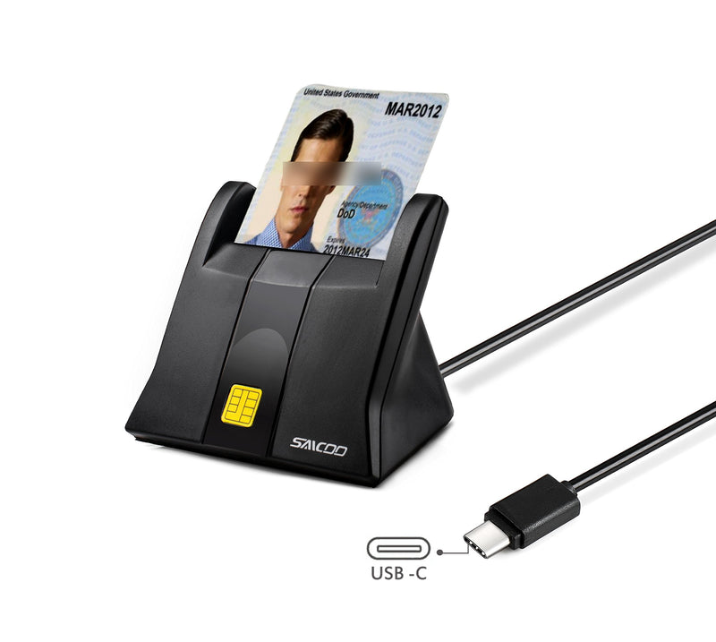 Type C Smart Card Reader DOD Military USB C Common Access CAC Card Reader, Compatible with Win, Mac Os X (Vertical Version) Type-C Smart reader V5