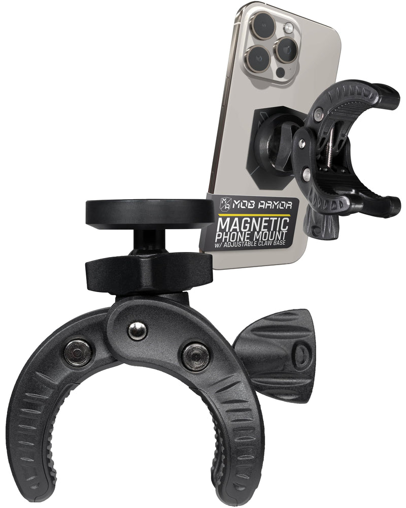 Mob Armor MobNetic Claw with 360° Rotation - Bar Mount for Golf Carts, Strollers, or Any enclsoed cab Vehicle with Round or Square Tubes- Universal Car Magnetic Phone Mount, Assembled in USA - Black