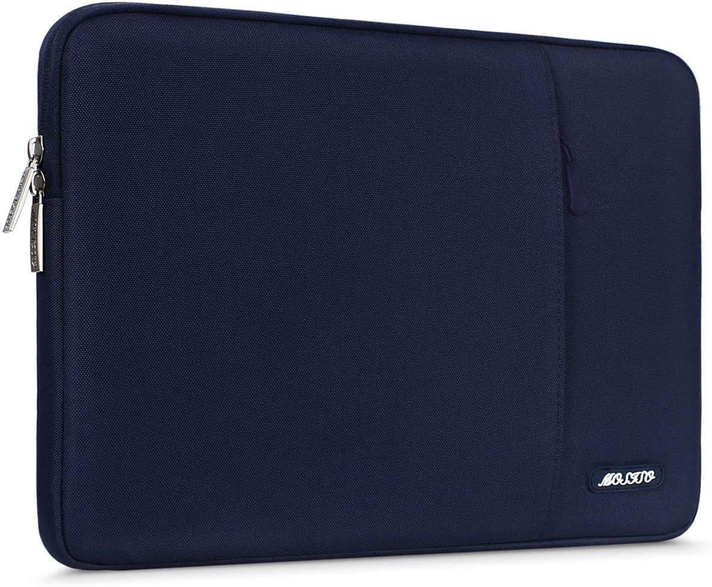 MOSISO Laptop Sleeve Bag Compatible with MacBook Air/Pro, 13-13.3 inch Notebook, Compatible with MacBook Pro 14 inch M3 M2 M1 Chip Pro Max 2024-2021, Polyester Vertical Case with Pocket, Navy Blue 13.3 inch