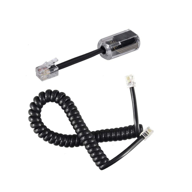 Telephone Handset Cord Detangler 1 Set, 1 Pack 360 Degree Rotating/Anti-Tangle Landline Cable and 1 Pack Telephone Handset Cord 7.5 Foot Uncoiled (1.2 Foot Coiled) 7.5FT