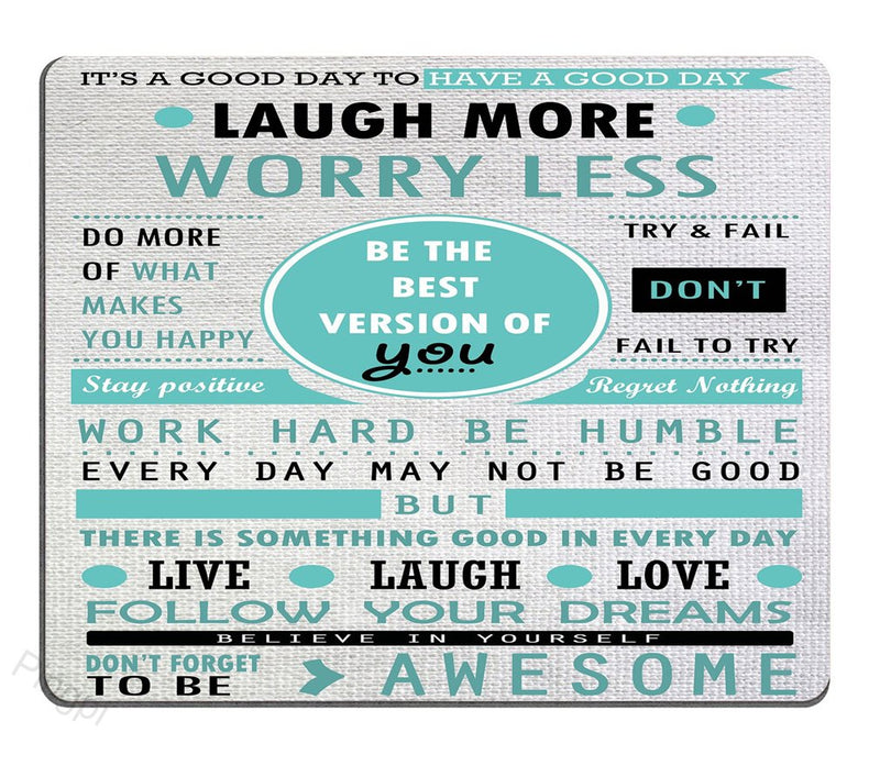 Pingpi Design Mouse Pad, Inspirational Quotes Laugh More Worry Less Don't Forget to Be Awesome,Quote pad Custom,Office Mouse pad Nature