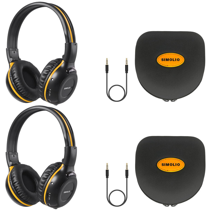 SIMOLIO IR Headphones for Car DVD, Wireless Car Headphone for Honda Odyssey | Folding 2 Channel Universal Infrared Headsets with AUX Cord & Case for uConnect, Dodge Grand Caravan, Chrysler Town & Country